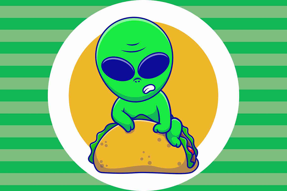 Cute Alien Climbing Out From Taco, an Object Illustration by Artstorystudio (Photo 3 of 3)