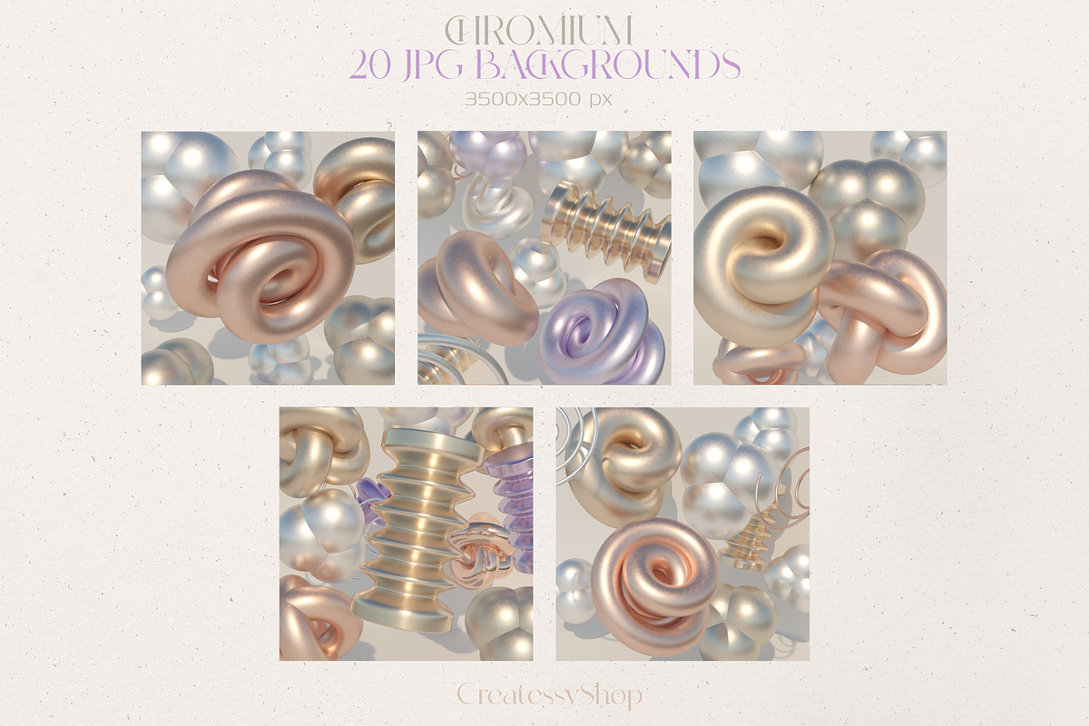 CHROMIUM - 3D Shapes Backgrounds, a Background Graphic by SCHÉRI (Photo 11 of 16)