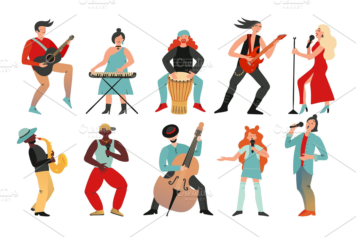 Musicians. Rock band, pop musician, a Background Graphic by Valerie Bodnar