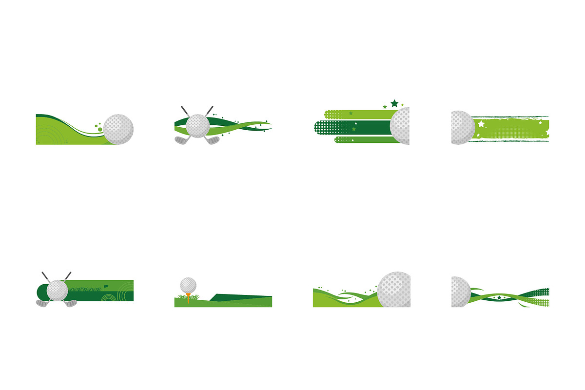 Golf Border Illustration Set