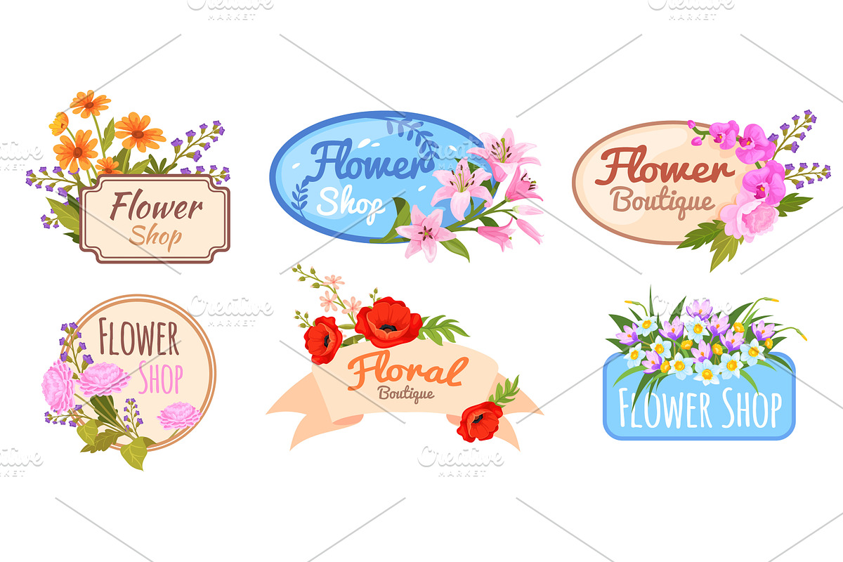 Flowers shop logo. Florist flower, a Finance Illustration by Stock-Smart-Start
