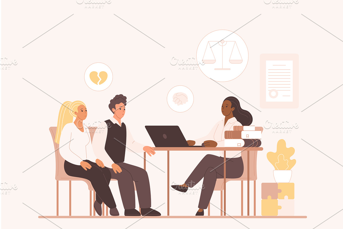 Legal advices family lawyer meeting, a Person Illustration by Lemberg Vector