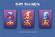 Set Halloween Skull posters. Clipart, a Decorative Illustration by KENO Mascots (Thumbnail 2 of 5)