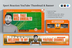 Sport Game Reaction Video Youtube Te, a Social Media Template by Attype