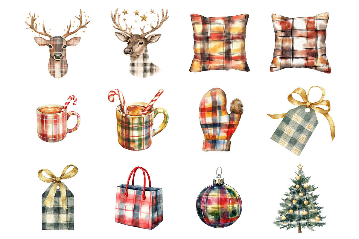Plaid Christmas Clipart, an Illustration by Design Market (Photo 3 of 4)