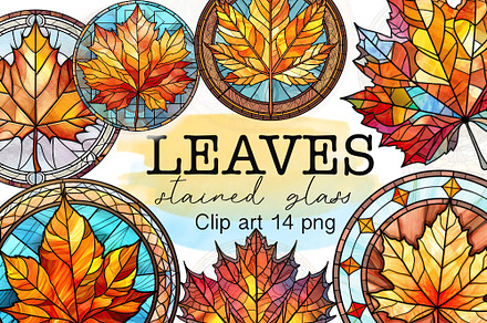 Autumn Leaves PNG Stained Glass, a Seasonal Illustration by Tanya Kart