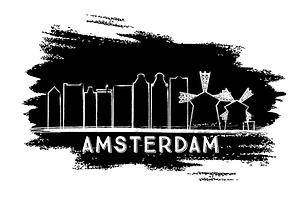 Amsterdam Skyline Silhouette.