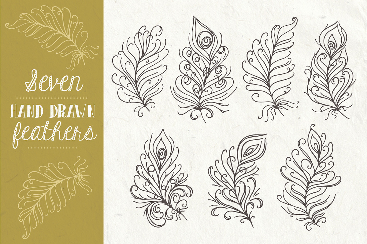 Feathers Clipart + Bonus Templates, an Object Graphic by The Pen and Brush (Photo 2 of 6)