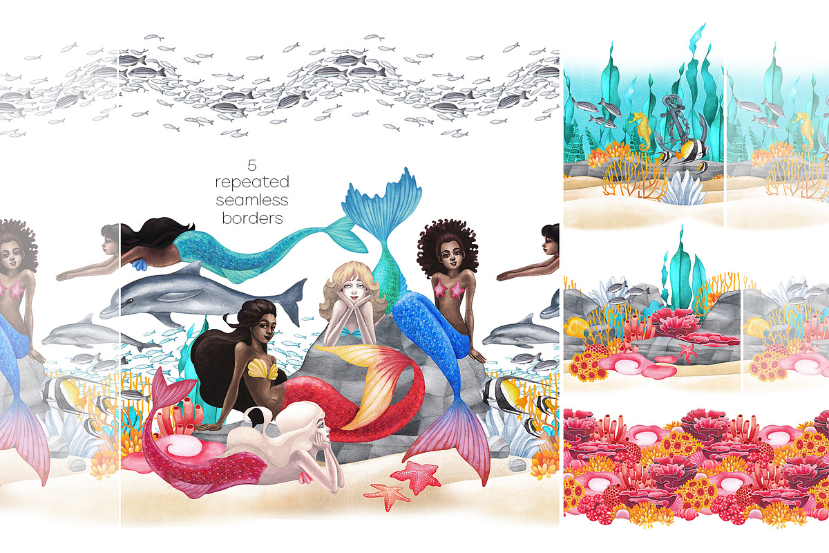 Ocean Paradise - watercolor mermaids, an Animal Illustration by Ekaterina Glazkova (Photo 10 of 14)