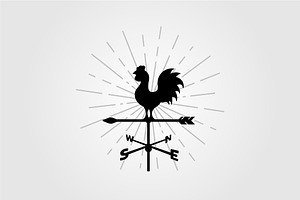 Rooster Weather Vane Vector Symbol