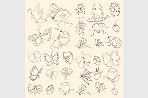 Set Of Butterflies