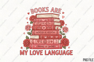 Books Are My Love Language Valentine, an Illustration by CraftArtStudio