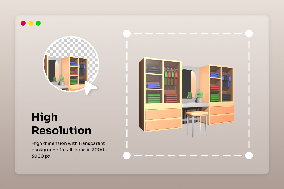 Home Furniture 3D Icon Pack, an Object Illustration by twinstd (Photo 3 of 6)