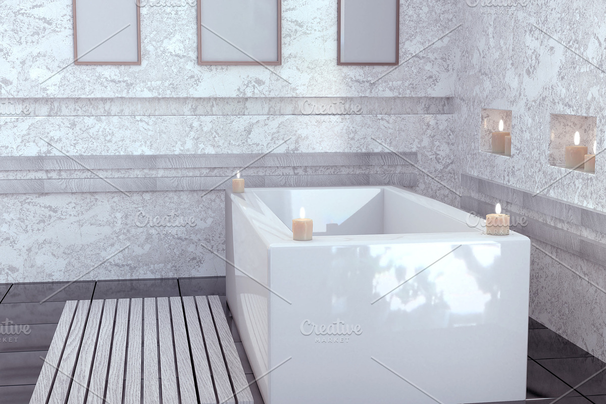 Modern bathroom with ceramic bath featuring bathroom, interior, and modern, a Beauty & Fashion Photo by Larser (Photo 2 of 2)