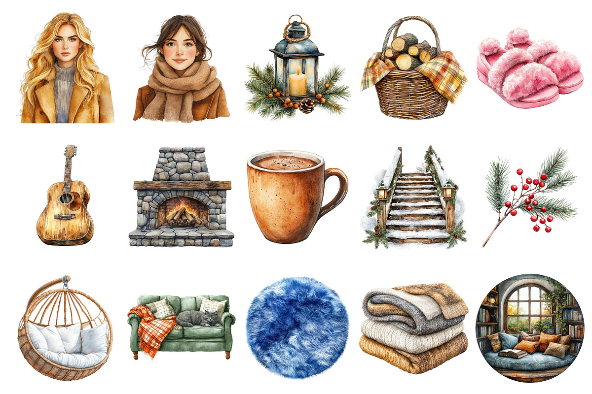 Winter Chalet Clipart Bundle, an Illustration by Daily.Designs (Photo 2 of 5)
