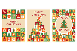 Xmas bauhaus cards. Merry christmas, an Object Illustration by YummyBuum