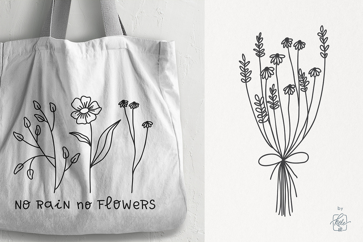 WILDFLOWER LINE ART, an Object Illustration by Kate Art (Photo 17 of 22)