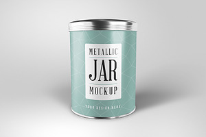 Round Metallic Jar Mockup