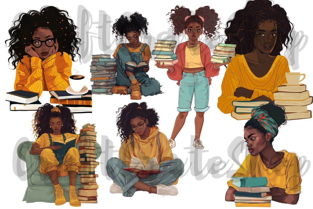 Book lover clipart, an Illustration by CraftCrateShop (Photo 2 of 5)