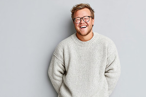Cheerful young man in glasses, a Person Photo by MistyDay