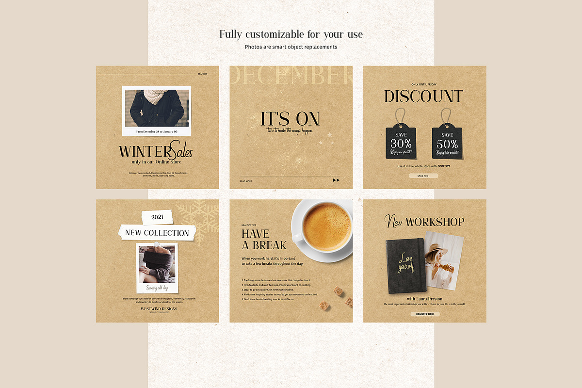 50 Instagram Templates - PS & Canva, a Social Media Template by Imagination Area (Photo 3 of 5)