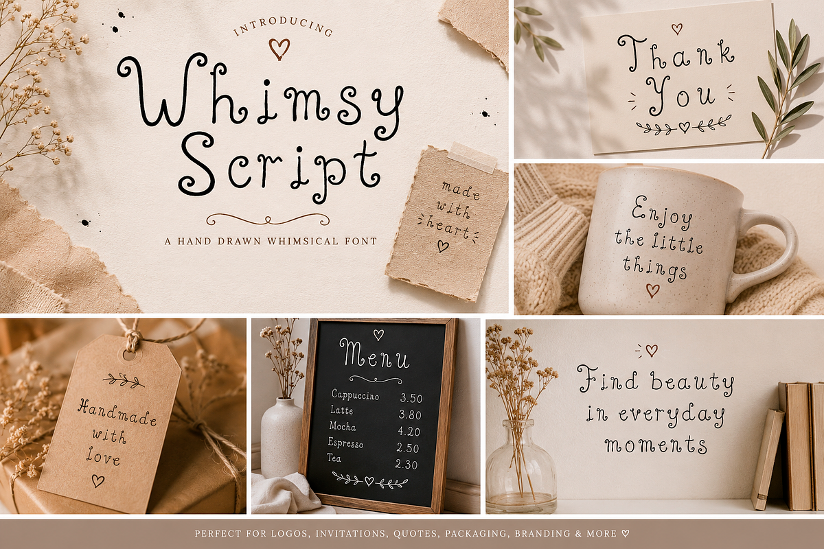 Whimsy Script – Hand Drawn Font, a Handwritten Font by Kate Creative Studio (Photo 3 of 3)