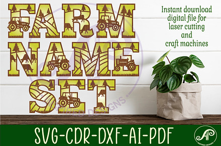 Farm Tractor Theme Alphabet Set.