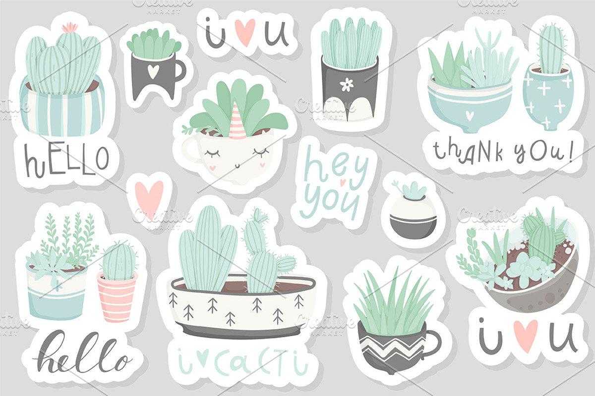 Sweet succulent & cacti collection♥️, a Decorative Illustration by Artnis (Photo 8 of 11)
