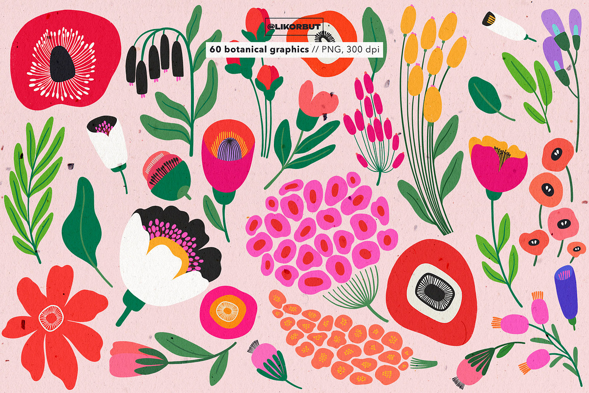 Abstract Modern Floral Graphics, a Decorative Illustration by likorbut (Photo 2 of 7)