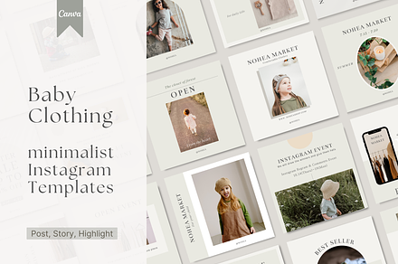 Baby Clothing Instagram Templates, a Social Media Template by NoheaDesignShop