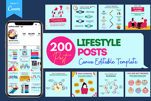 200 Lifestyle Posts - Canva Template