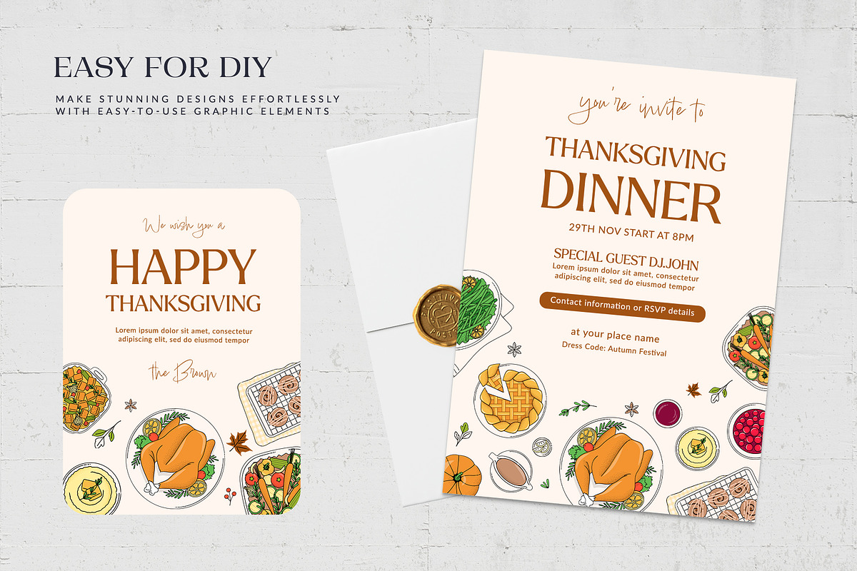 Thanksgiving Food Illustration Set, a Food Illustration by DesignerCandies (Photo 4 of 5)