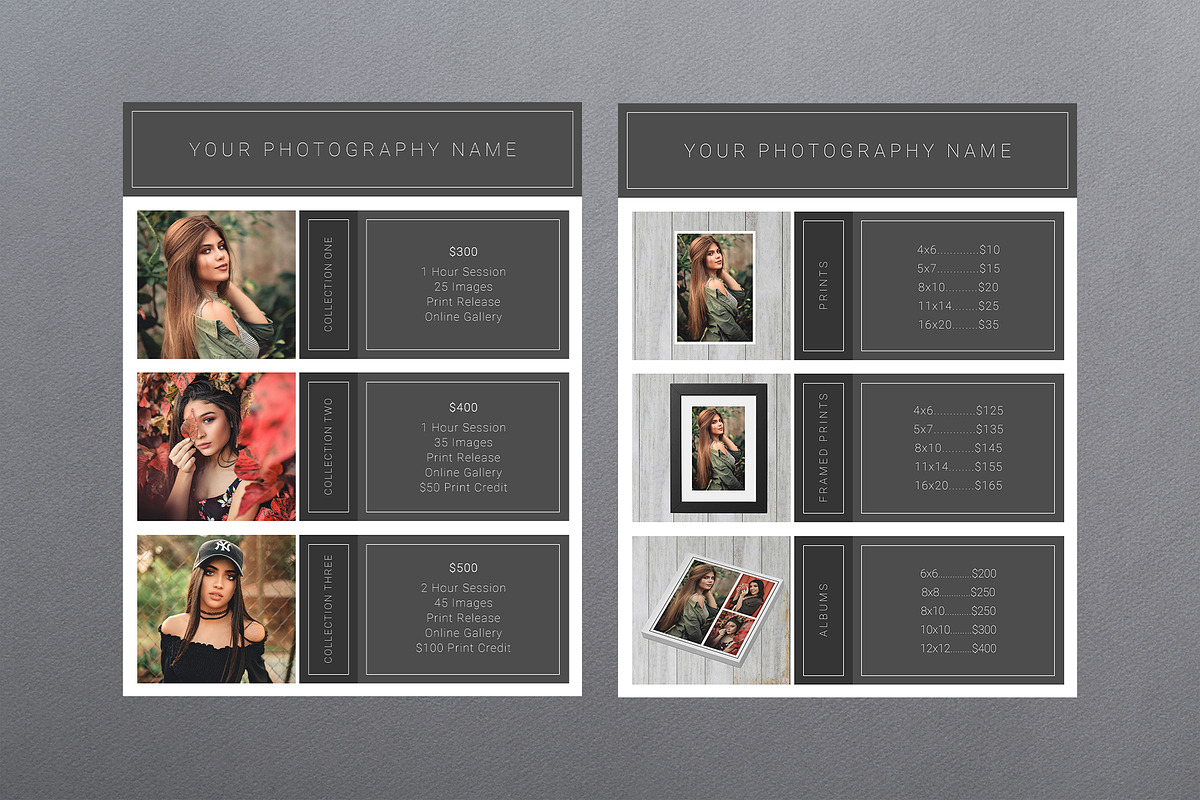Photography Price Template PSD, a Magazine Template by Two Flamingos Shop