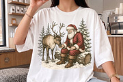 Santa Claus Feeding Reindeer PNG, a Seasonal Illustration by Libby Wishes (Thumbnail 2 of 4)