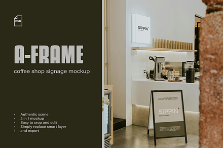 A-Frame Signage and Neon Mockup, an Advertising Mockup by Figûre Studio