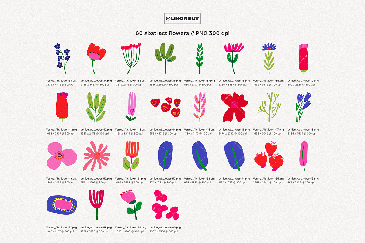 Abstract Modern Flowers Graphics, a Decorative Illustration by likorbut (Photo 6 of 9)