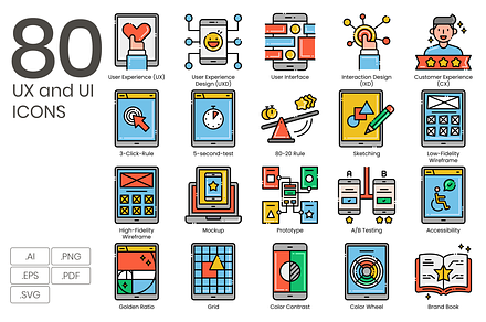 80 UX and UI Icons | Aesthetics, an Icon by Flat Icons