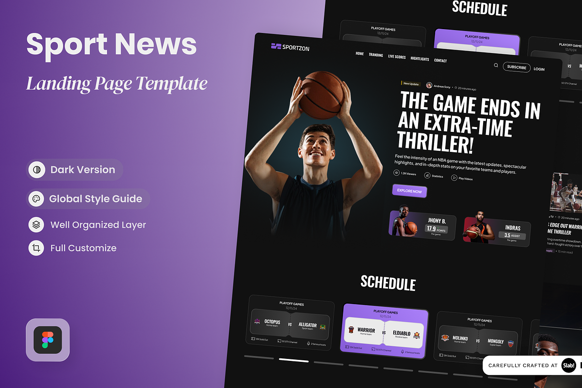 Sportzon - Sport News Landing Page, a Landing Page Template by SLAB! Design (Photo 1 of 4)