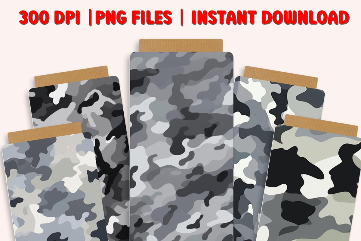 Gray Camouflage Seamless Patterns, a Pattern Graphic by PrintablesByFranklyn (Photo 6 of 10)