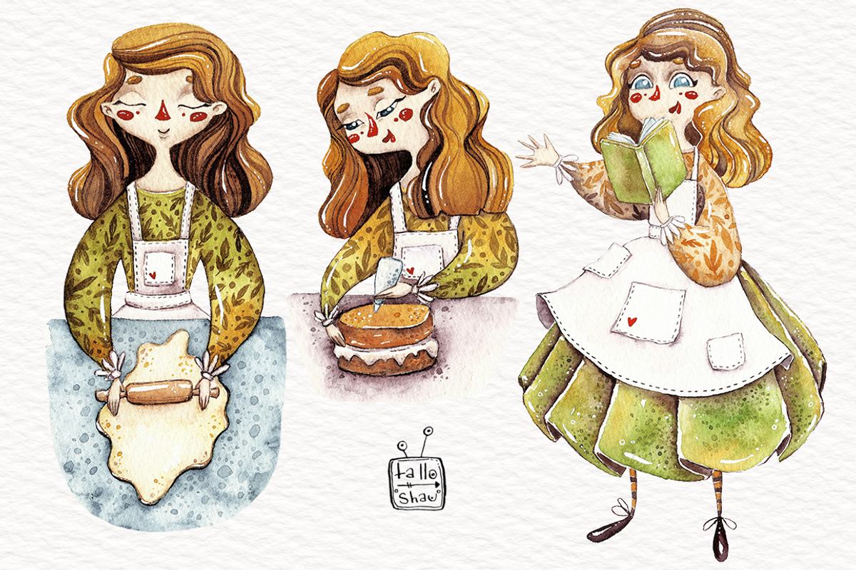 Watercolor Lovely kitchen, a Food Illustration by talloshau's illustrations (Photo 2 of 9)