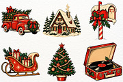 Retro Christmas Clipart Santa Claus, a Seasonal Illustration by SugarCloudStudioArt (Thumbnail 6 of 6)