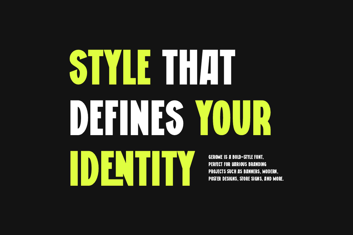 Gerome - Modern Retro Condensed Font, a Sans Serif Font by Iqsiart Studio (Photo 6 of 15)