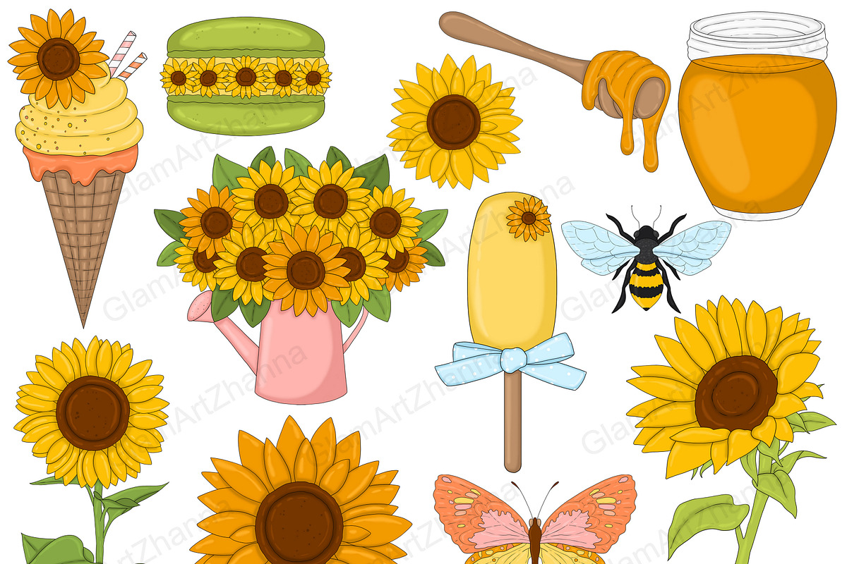 Sunshine Clipart, a Seasonal Illustration by GlamArtZhanna (Photo 2 of 5)