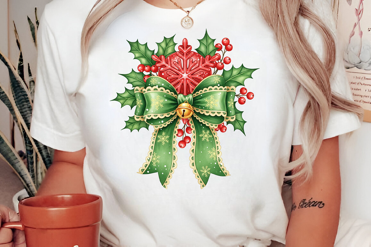 Christmas Holly Bow PNG, an Illustration by Craft Nest (Photo 3 of 6)