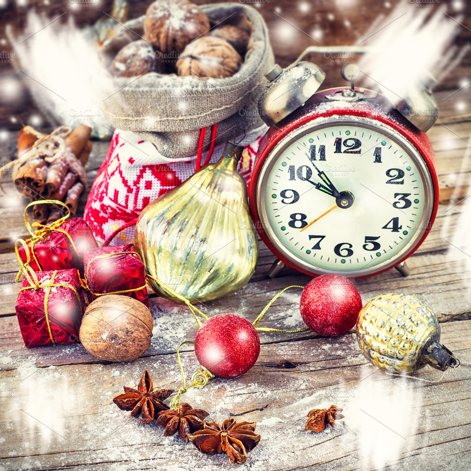 Christmas card containing christmas, clock, and holiday, a Holiday Photo by MLunov MLunov