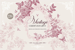 Vintage Garden Bouquet, a Pattern Graphic by Collection by VY