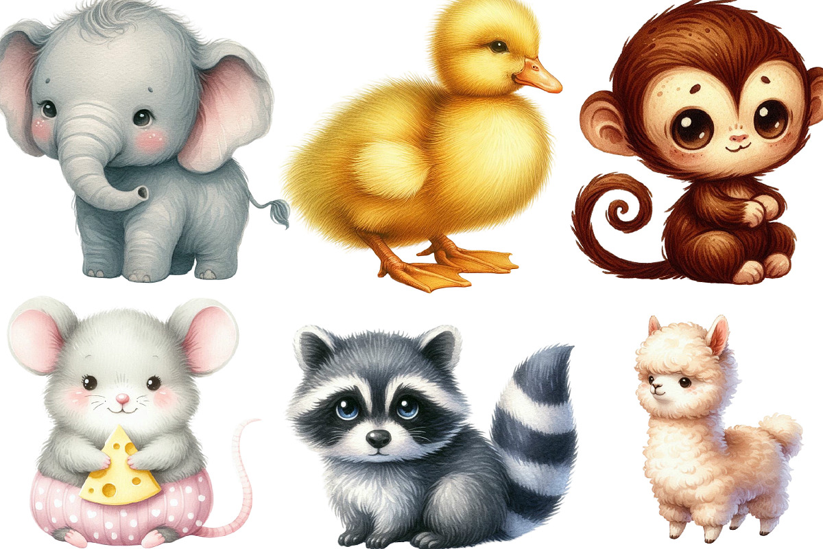Cute Little Animal Clipart, an Illustration by Designking (Photo 2 of 4)
