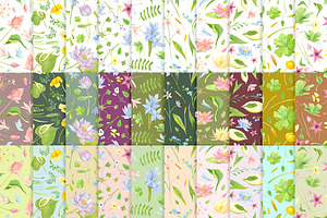 Wetland Floral Watercolor Patterns