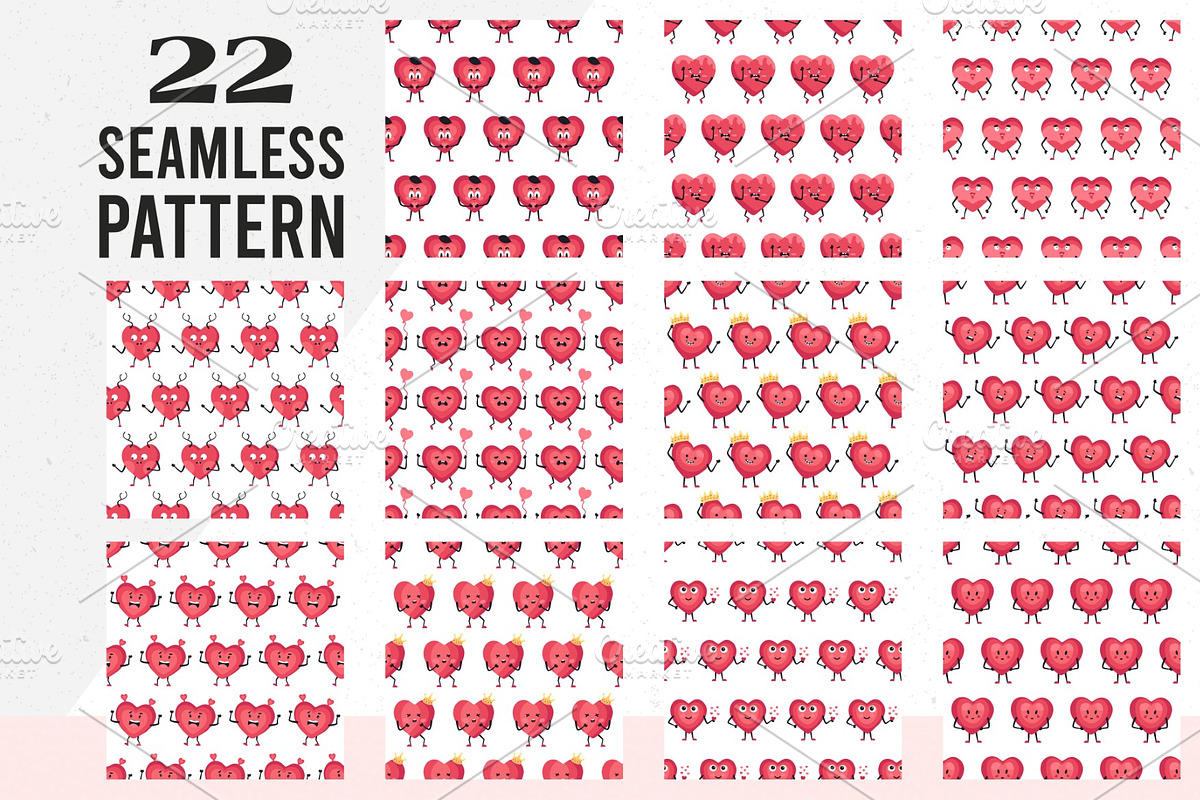 Cute Heart Characters & Patterns, an Object Graphic by IRSYART (Photo 9 of 11)