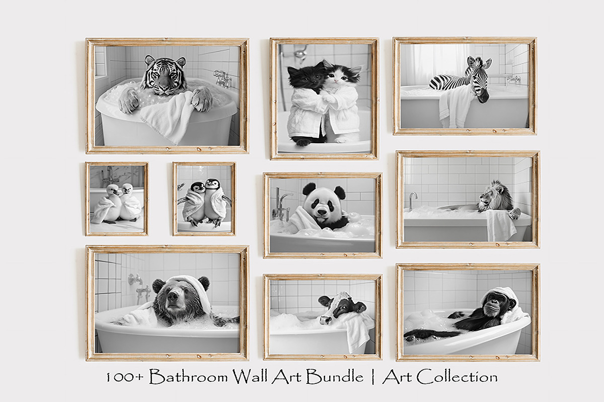 Funny and Cute Bathroom Art Bundle, an Animal Photo by PrintablesByFranklyn (Photo 3 of 10)